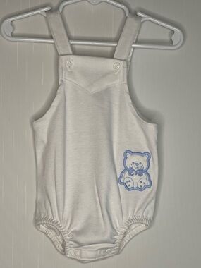 Classic Carters Bear Bubble Sunsuit Romper White 60s 70s 12M Made in USA